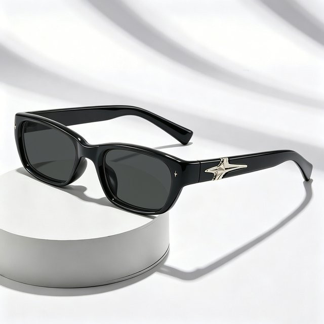 Ettatend Sonnenbrille, Eckig, Vollrand, Kunststoff, Schwarz, Unisex - Bild 1