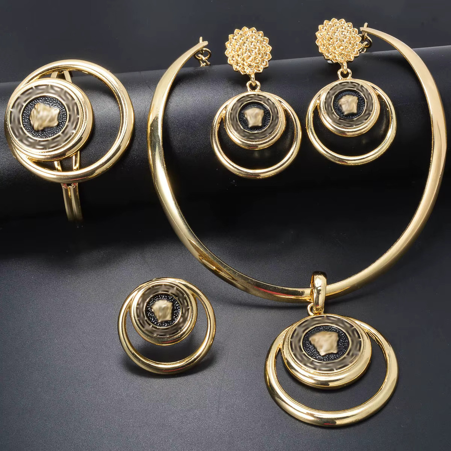 Schmuckset Damen, 4-teilig, Löwe, Porträt, Blume, Halskette, Gold - Bild 2
