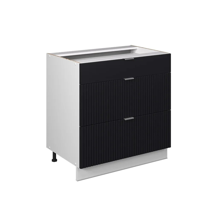 Vicco Schubladenunterschrank Fame-Line Weiß Schwarz gestreift Breite: 80 cm - Bild 3