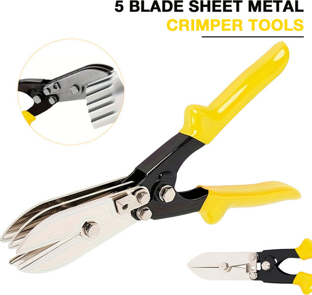Hand-Crimpzange mit 5 Klingen für HVAC, Fallrohre und Luftkanäle, geeignet für 24–28 Gauge Edelstahl - Bild 1
