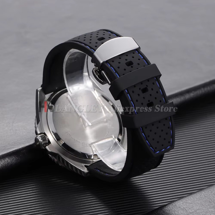 langley Uhrenarmband Silikon, 20 mm, 22 mm, Schwarz, Unisex - Bild 3