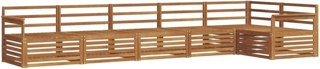 vidaXL Outdoor-Sofagarnitur 6-teilig aus Massivholz Akazie in Natur Braun, L-Form mit Ecksofa und Armlehnen - Bild 1
