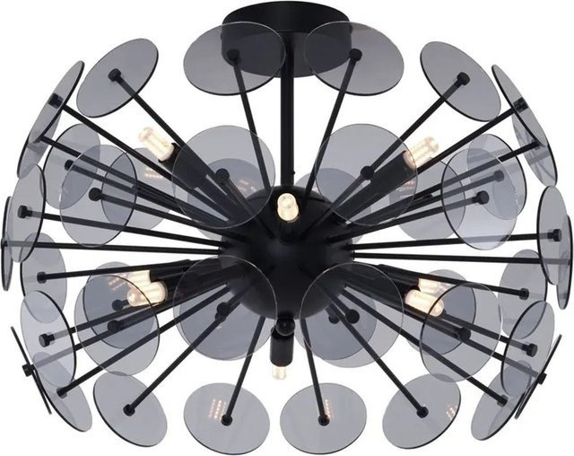 QAZQA Art-Deco Deckenleuchte in Schwarz mit Rauchglas im Atomic Design für Wohnzimmer, Esszimmer und Flur - Bild 1