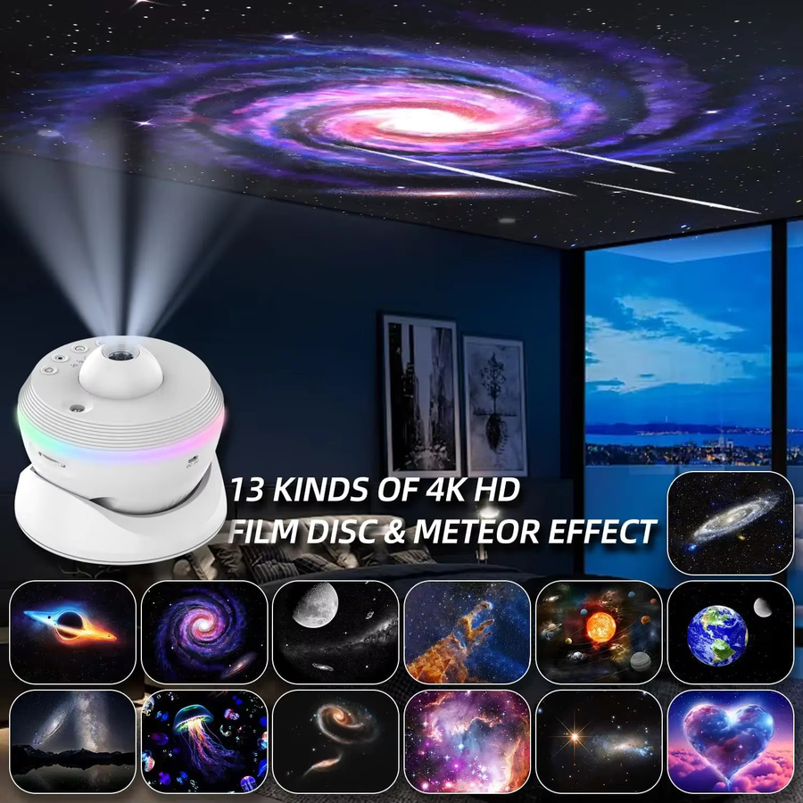 SKYSHADOW 13 in 1 Galaxy Star Projektor 4K HD Planetariumsprojektor mit 360 Grad Rotation, LED Nachtlicht in Weiß für Schlafzimmer und Kinderzimmer - Bild 3