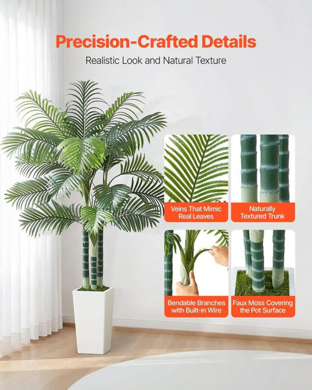 Künstliche Areca-Palme von Buying Solutions, MB in Grün mit weißem Übertopf, Höhe: 182,9 cm, Breite: 104 cm, Tiefe: 104 cm - Bild 9