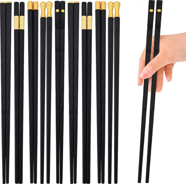 10 Paar wiederverwendbare Essstäbchen in Schwarz Matt von uniturcky für Sushi und asiatische Küche - Bild 1