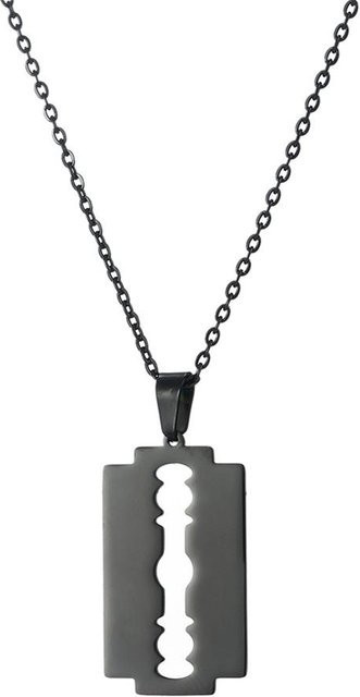 YULIN Halskette, Rasierklingen Anhänger, Edelstahl, schwarz, 62,5 cm, Unisex - Bild 1