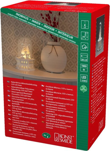 Konstsmide LED Holzsilhouette Rentiere und Bäume unter Glaskuppel in Weiß B/H/T: 18 x 23,5 x 18 cm - Bild 1