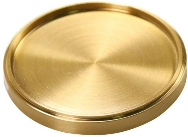 Rocajijian Getränkeuntersetzer aus Metall in Gold und Kupfer, rund, Durchmesser: 6,6 cm - Bild 1