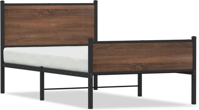 vidaXL Metallbett in Eiche Braun ohne Matratze, B/T/H: 100 x 190 x 91,5 cm - Bild 1