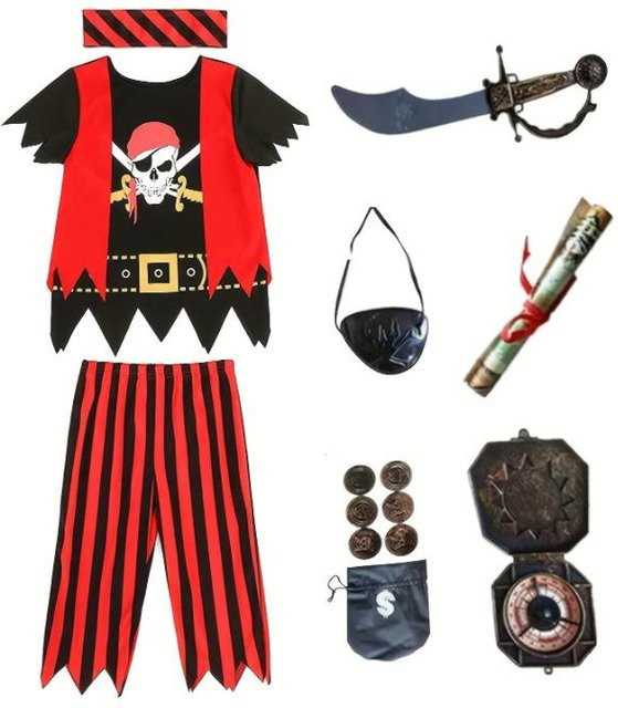 5-teiliges Halloween-Party-Kleidungsset Piratenstil, Schwarz, ab 3 Jahren - Bild 1