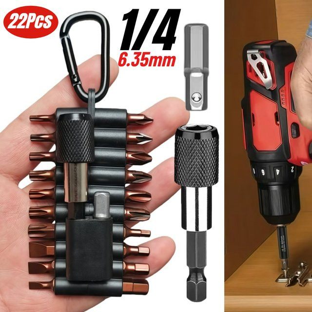 Probon 22-teiliges Schraubendreher-Bit-Set aus S2-Stahl in Schwarz mit Organizer-Hülse und magnetischem Bithalter - Bild 1