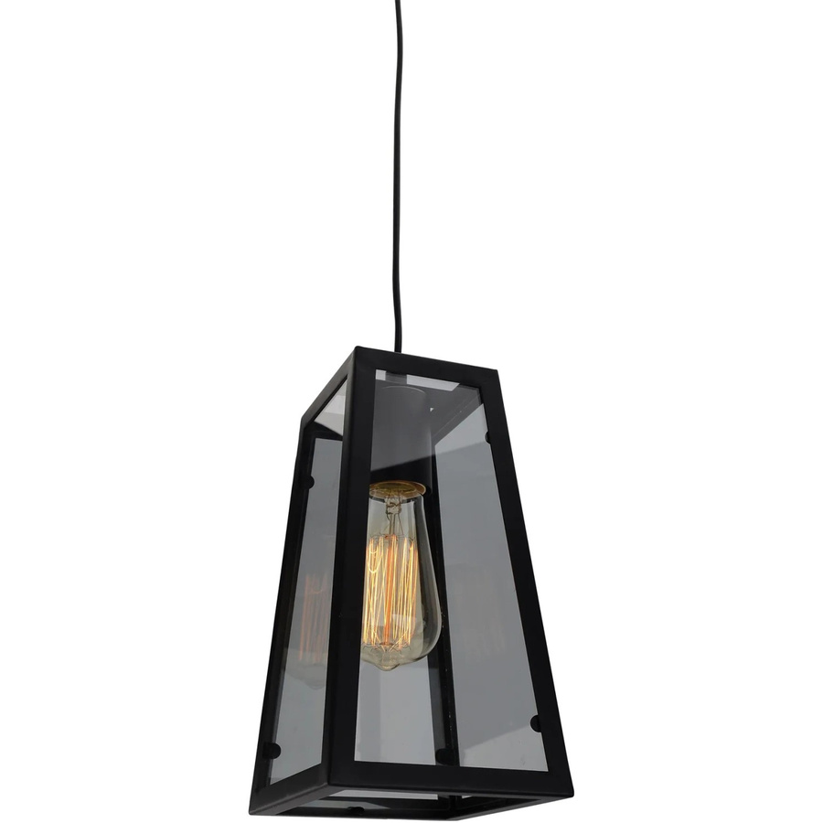 Näve Pendelleuchte Sherlock Schwarz aus Metall und Glas im Retrodesign mit E27 Fassung - Bild 2