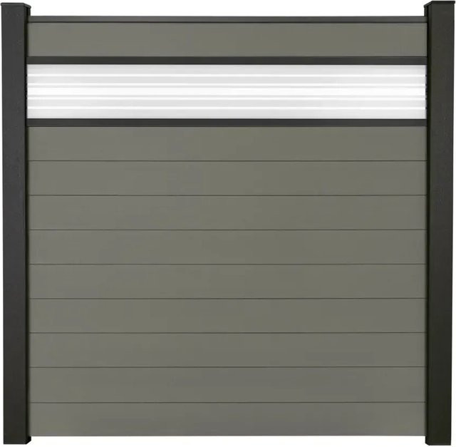 GroJa Steckzaun Solid mit Glas-Design Einsatz in Grau, B/H/T: 180 x 180 x 1,9 cm - Bild 1