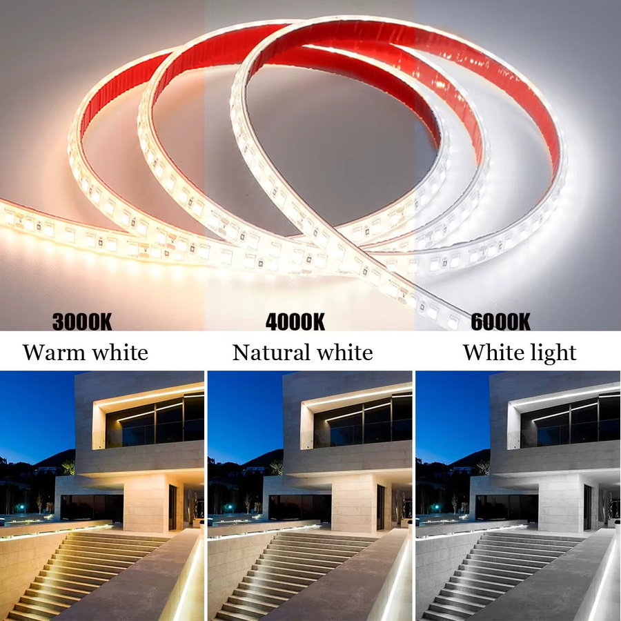WAAJEA LED-Unterbauleuchtenstreifen mit Klebstoff, IP65 wasserdicht, SMD2835, 220V, weißes Lichtband für Küche und Möbel - Bild 2