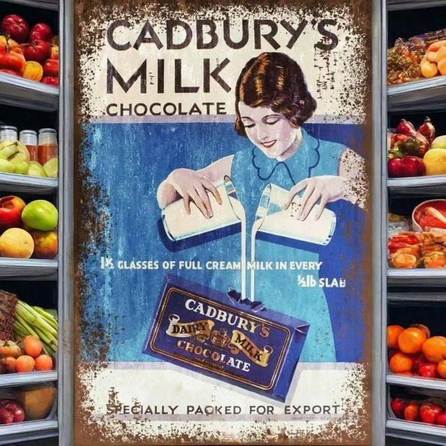 Cadbury Vintage Schokoladen-Blechschild aus Metall als Wanddekoration in Multicolor - Bild 1
