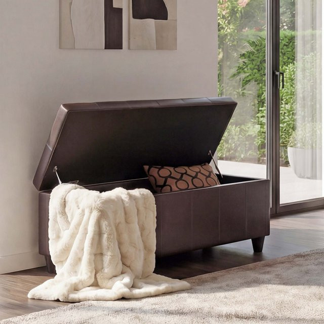 MCW Aufbewahrungstruhe Kriens Sitzbank aus Kunstleder in Braun, B/H/T: 114 x 45 x 45 cm - Bild 1