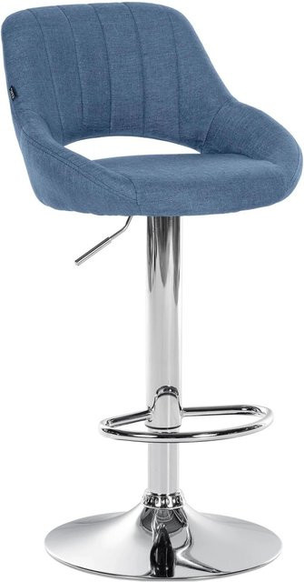 DELUKE Barhocker SEGAD Barstuhl mit Lehne aus Stoff in Blau und Silber, B/T/H: 46,5 x 48 x 85 cm - Bild 1