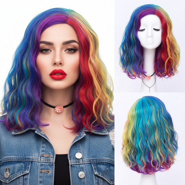 shyred Bob-Perücke, blau-ombre, synthetisch, Damen - Bild 1