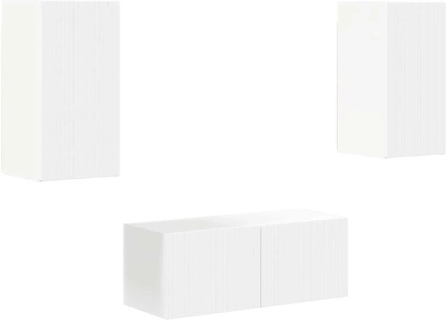 vidaXL TV-Schrankset Wandmontiert, 6-teiliges Set in Weiß, minimalistisches Design aus MDF für dein Wohnzimmer - Bild 1