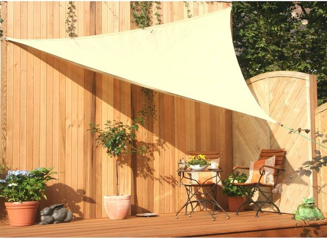 Floracord Dreieckiges Sonnensegel aus HDPE in Weizen/Beige, B/T/H: 360 x 360 x 360 cm - Bild 1