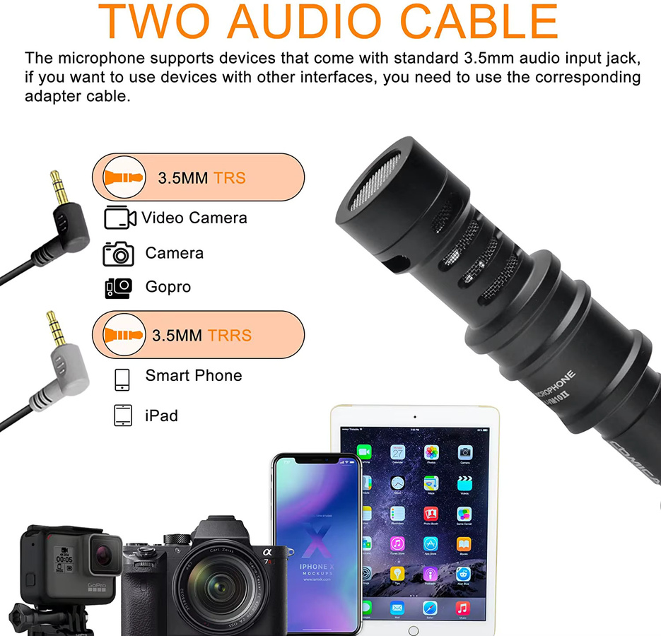 Comica CVM-VM10II Professionelles Shotgun-Mikrofon in Schwarz für iPhone, DSLR-Kameras und Android-Smartphones mit Stoßdämpferhalterung - Bild 4