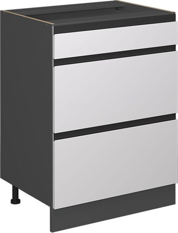 Küchenunterschrank Vicco R-Line in Weiß mit 3 Schubladen aus Holzwerkstoff, Breite: 60 cm - Bild 1