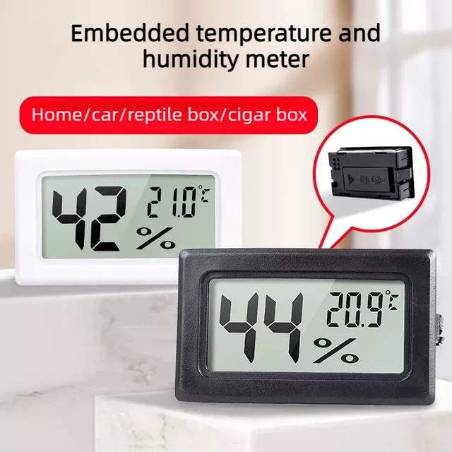 ouhoe Mini LCD Digital-Thermometer Hygrometer in Schwarz für die präzise Temperatur- und Feuchtigkeitsmessung im Innenraum - Bild 1