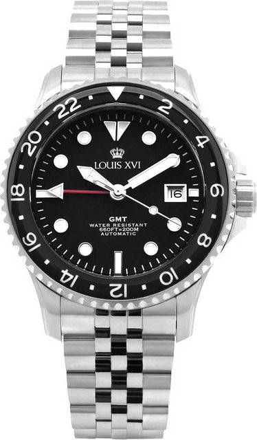 Louis XVI Herrenuhr Automatik, GMT, Edelstahl, 41 mm, Schwarz, 20 ATM - Bild 1