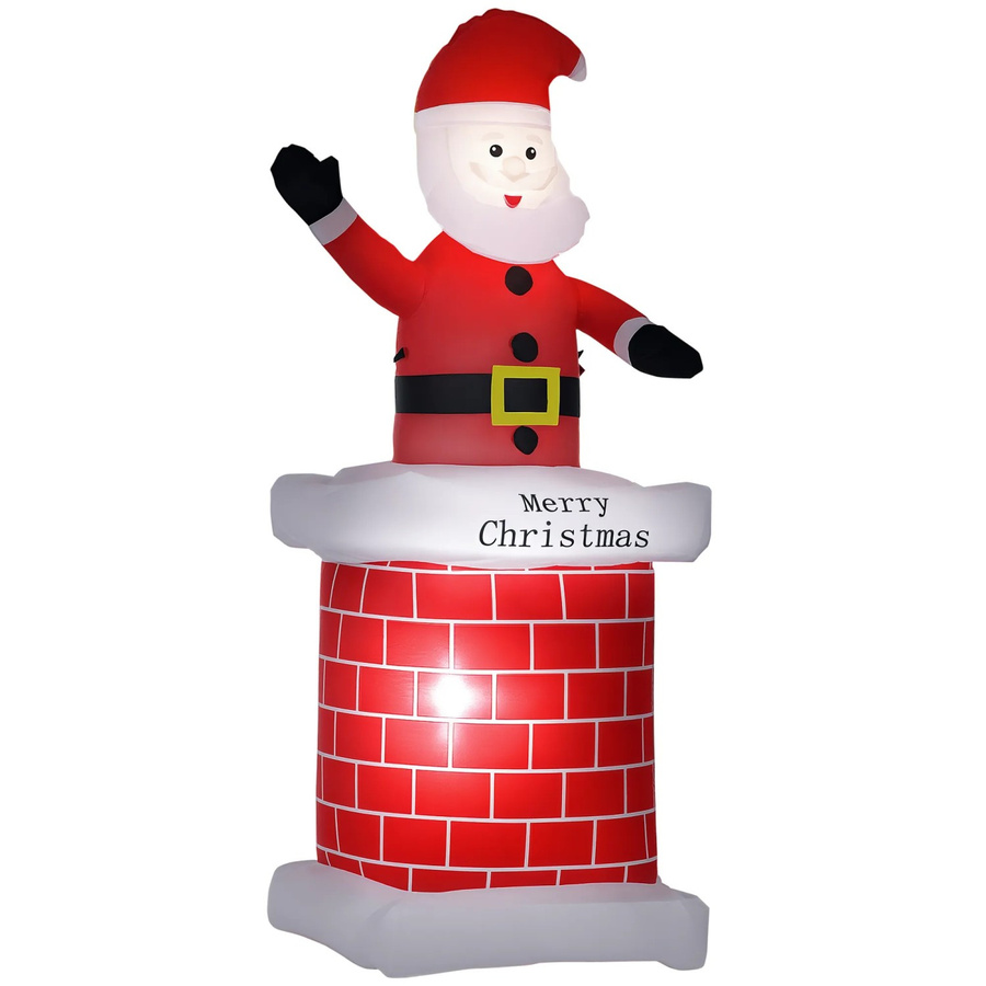 HOMCOM aufblasbare Weihnachtsdekoration Weihnachtsmann mit Schornstein für Garten und Innenbereich mit Beleuchtung - Bild 3