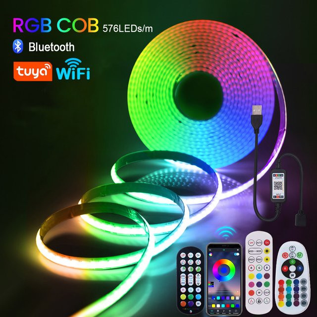 HEGEHE RGB COB LED Streifen Set mit WiFi und Bluetooth, 5V USB Anschluss, Multicolour, inklusive Fernbedienung - Bild 1