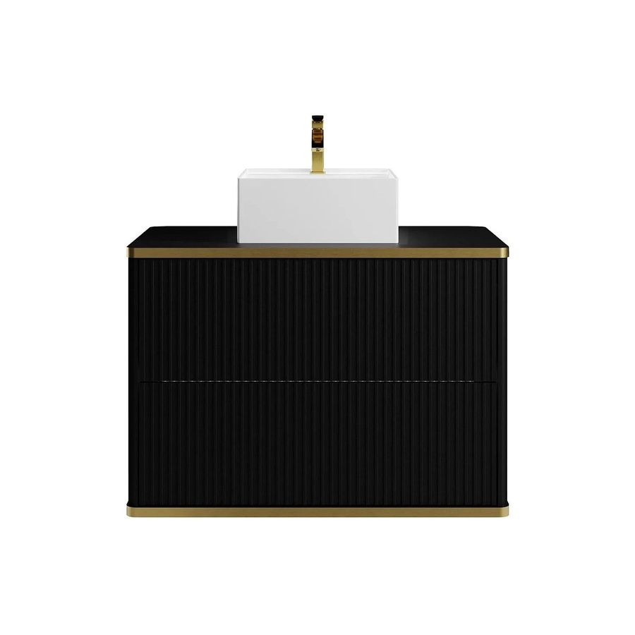 Vente-unique Einzelwaschtisch Keliza in Schwarz mit Gold und Streifenoptik, Breite: 80 cm - Bild 2