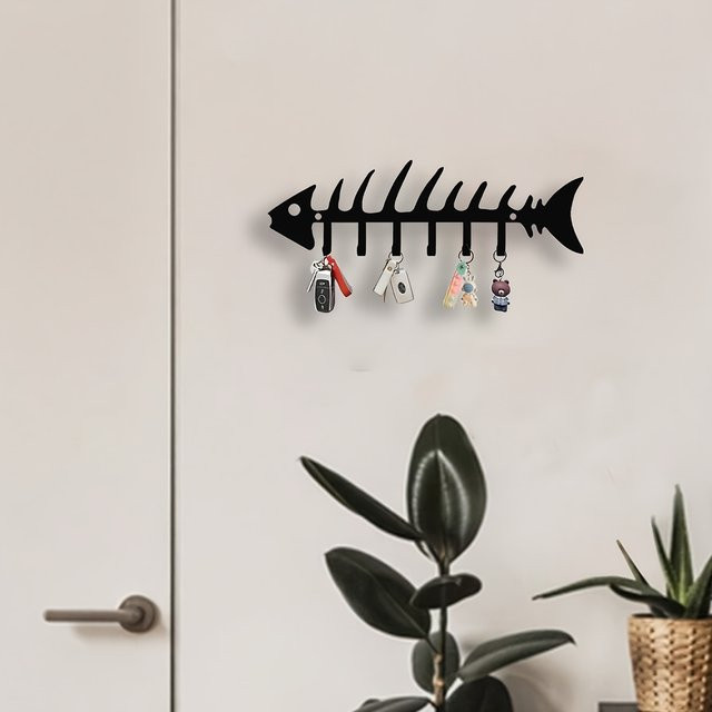 CIFBUY Wandhaken aus Metall mit geometrischem Design in Schwarz als dekorativer Aufbewahrungsorganisator - Bild 1