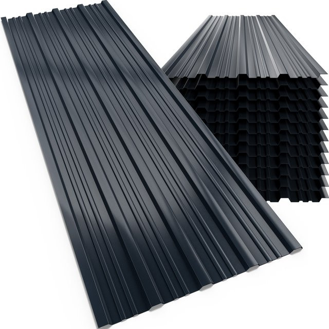 GARDEBRUK Trapezblech 24er-Set aus verzinktem Stahl in Anthrazit, B: 129 cm, H: 46 cm - Bild 1