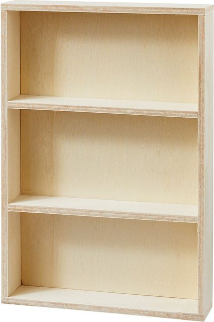 HobbyFun Miniatur Regal aus Holz in Beige, B/T/H: 15,0 x 10,2 x 2,3 cm - Bild 1