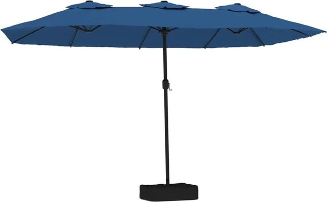 Doppelsonnenschirm furnicato in Azurblau mit Polyesterbespannung, B: 449 cm, H: 245 cm - Bild 1