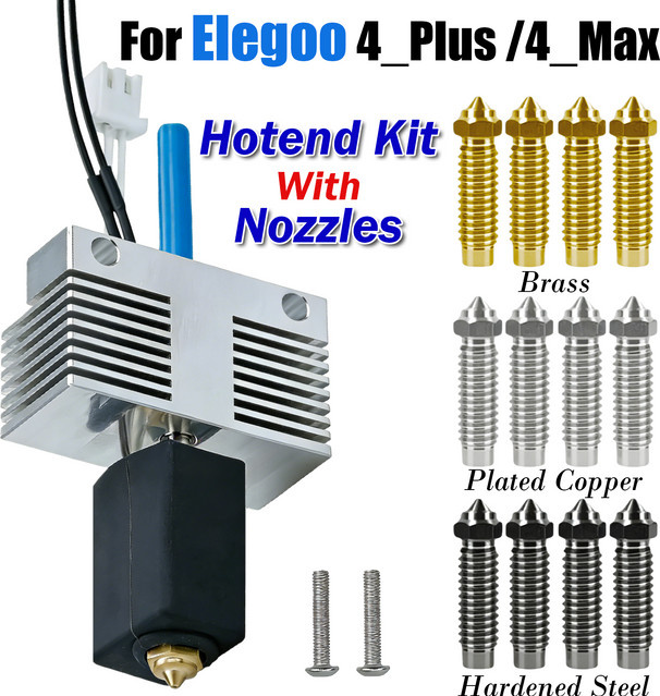 ELEGOO Hotend-Kit für Neptune 4Max und 4Plus inklusive 4 Stück 0,4mm Düsen, vollständig montiertes Vollmetall-Hotend für 3D-Drucker - Bild 1