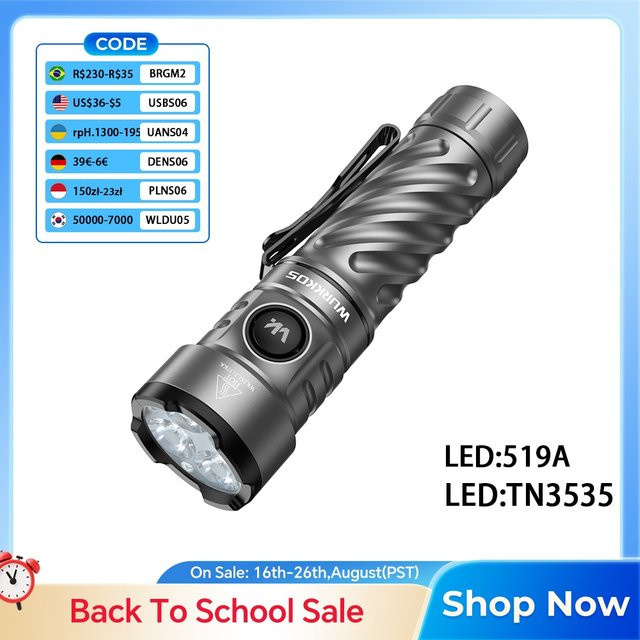 Wurkkos TS26 RGB LED Taschenlampe mit 3400 lm, USB-C wiederaufladbar und magnetischer Endkappe für professionelles Outdoor-Licht und EDC - Bild 1