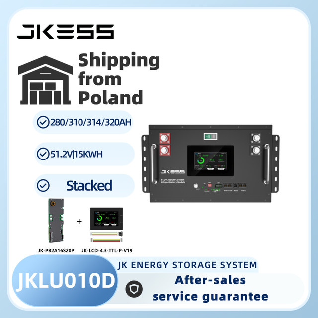 JKESS JKLU010D LiFePO4 Batteriesatz 48V 51.2V inklusive JK-PB2A16S20P und V19 LCD für Solarenergie-Speicherung in Schwarz - Bild 1