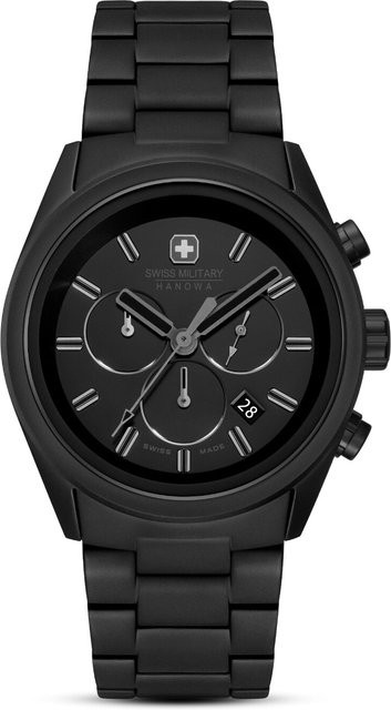 Swiss Military Hanowa Chronograph, Edelstahl, Quarz, 43 mm, Herren, Schwarz - Bild 1