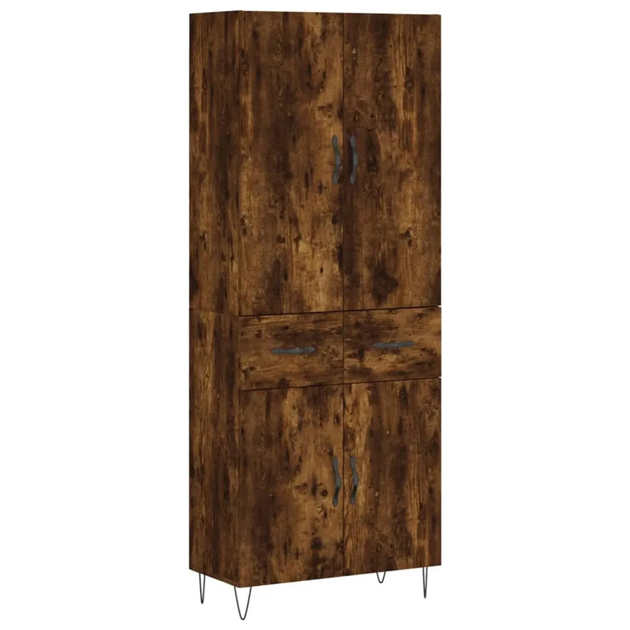 vidaXL Highboard Räuchereiche in Braun aus Holzwerkstoff und Metall, B/T/H: 69,5 x 34,0 x 180,0 cm - Bild 2