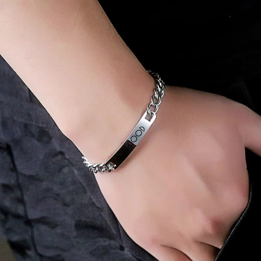 VQYSKO Paararmband Edelstahl, Silber, Unisex, 7 mm - Bild 3