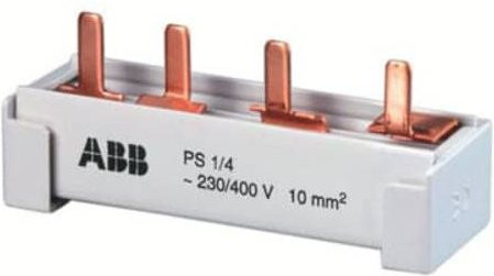 ABB PS 4/12/16 NN Phasenschiene 4-Phasen, 12 Pins, 16qmm, 80A, 690V, Weiß - Bild 1
