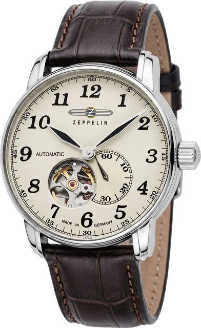 Zeppelin Automatik Armbanduhr, Edelstahl, Silber, Braun, Herren, 41 mm - Bild 1