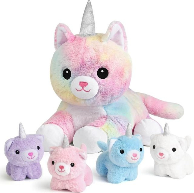 Wucifang Bags Plüsch-Mama-Stofftier Einhorn-Katzen-Thema, ab 0 Jahre, Weiß - Bild 1