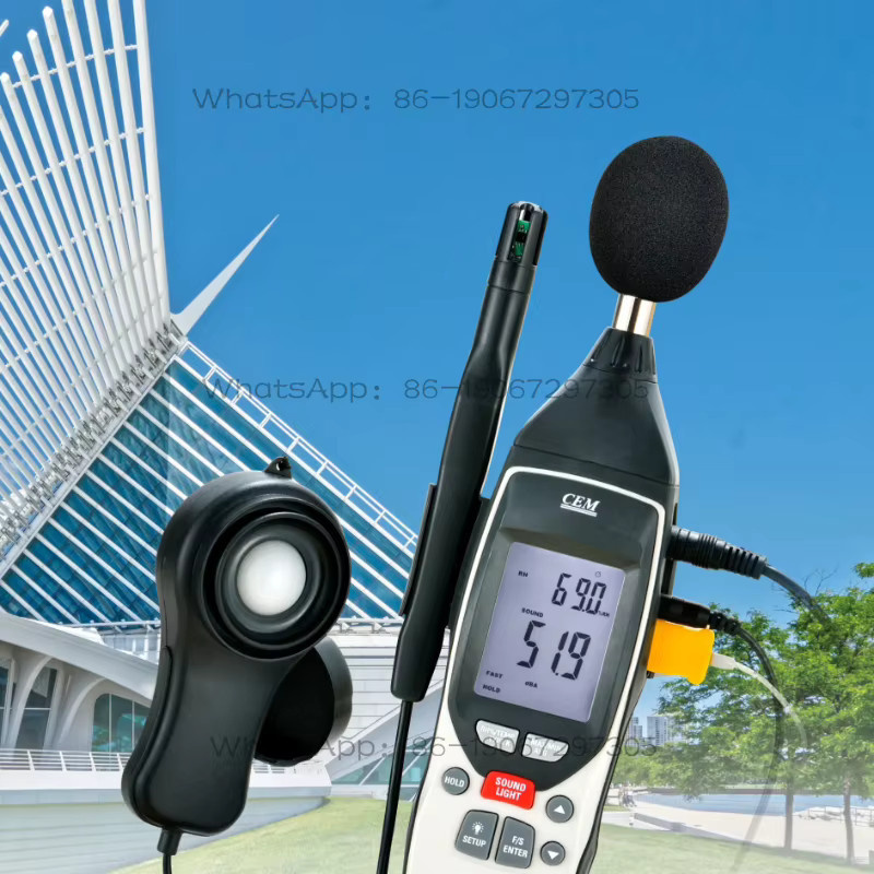 5-in-1 Multifunktionales Umweltmessgerät in Schwarz mit Schallpegelmesser, Lichtfeuchtigkeitsthermometer und Anemometer - Bild 2