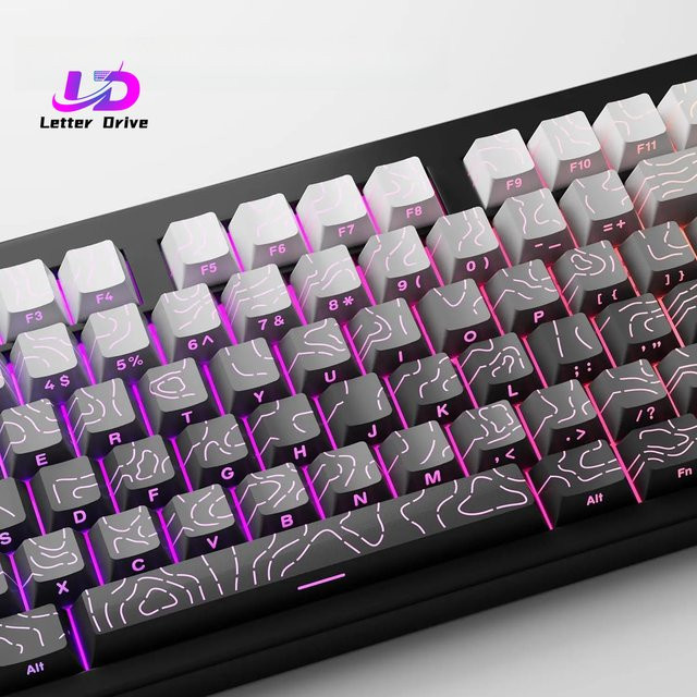 Transparente PBT Cherry Kontur Tastaturkappen mit Seitengravur für mechanische Gaming-Tastaturen in Weiß - Bild 1