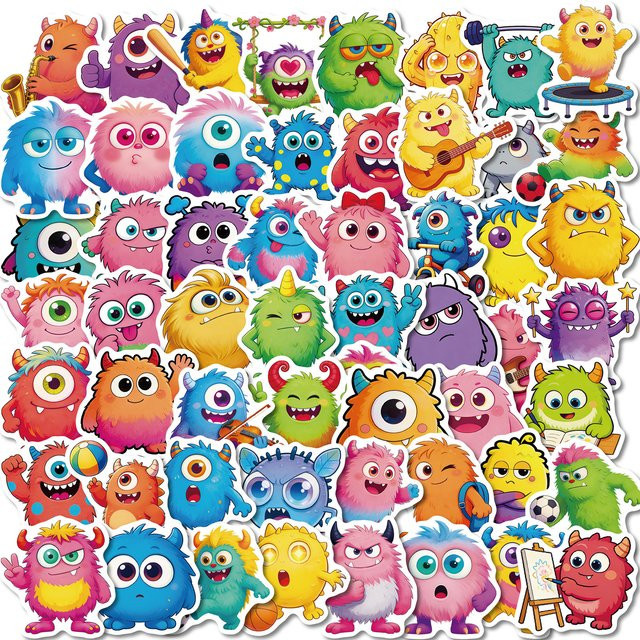 Bunte Cartoon Monster Aufkleber Set zur Dekoration von deinem Tagebuch in Multicolor - Bild 1