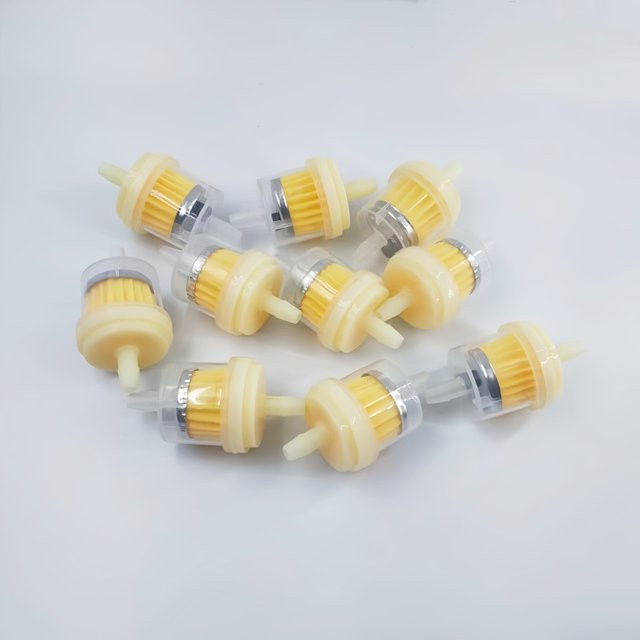 GMIGE 10er Set Universal Kraftstofffilter für Benzin und Gas, Inline-Filter für Vergaser und Motoren, Gold/Transparent - Bild 1