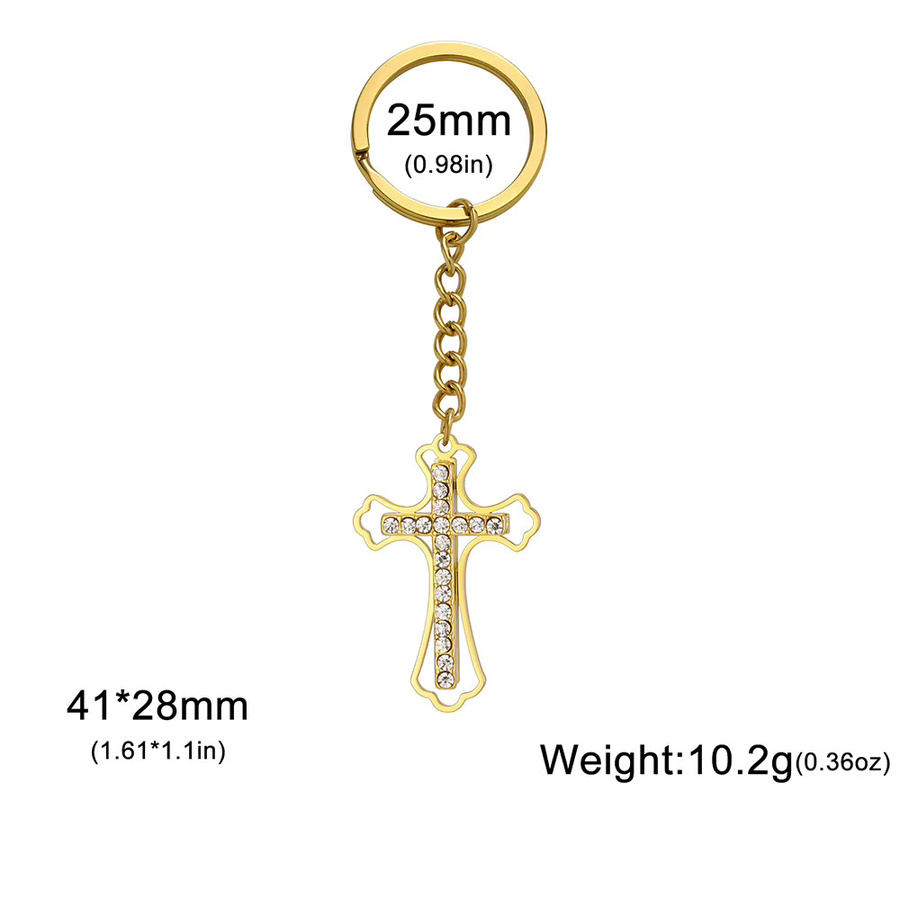 Dawapara Schlüsselanhänger Kreuz, Strass, Edelstahl, Unisex - Bild 3